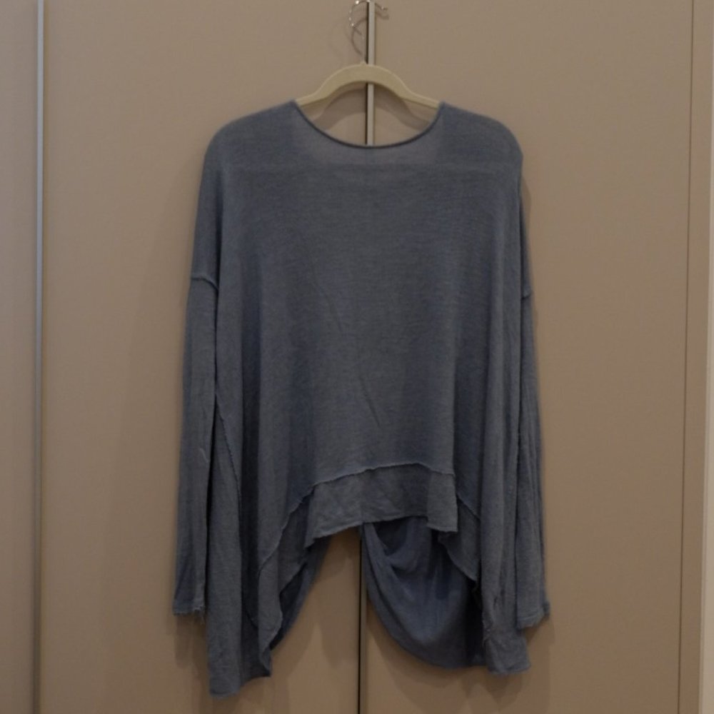 Free People Blue Open Back Over Sized Sweater
